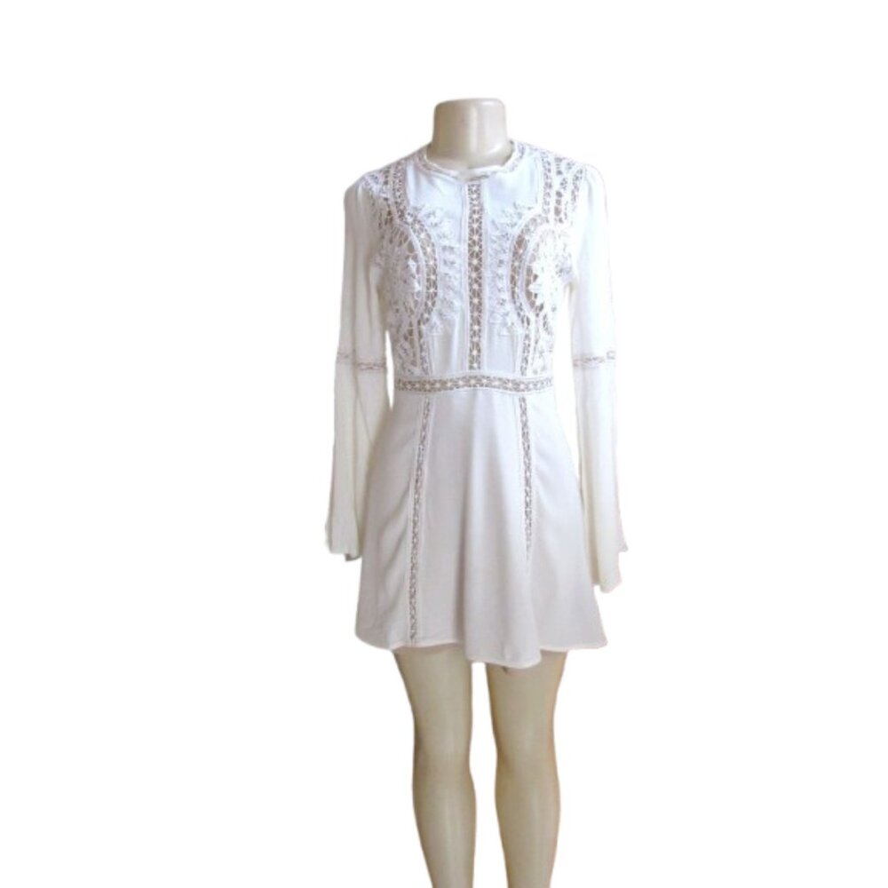 For Love & Lemons White Lace Long Sleeve Dress Size M